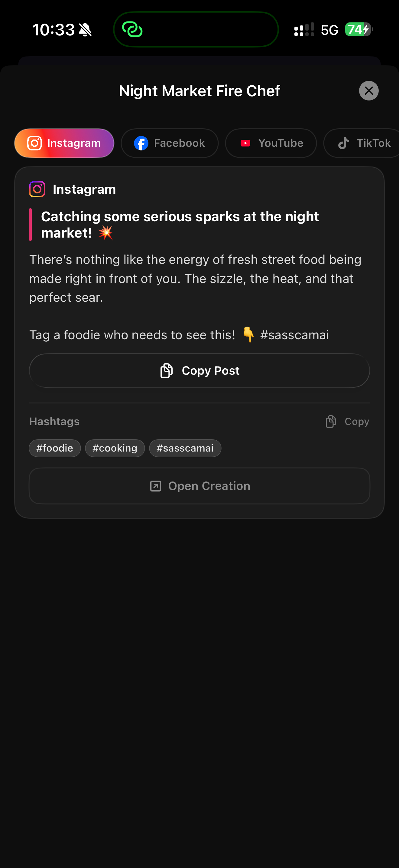 SassCam social posts